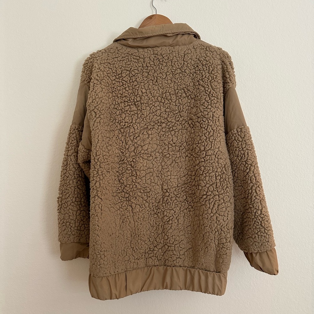🦉 Sherpa Quilted Zip Jacket Neutral Tan | Fall Winter - Picture 3 of 5